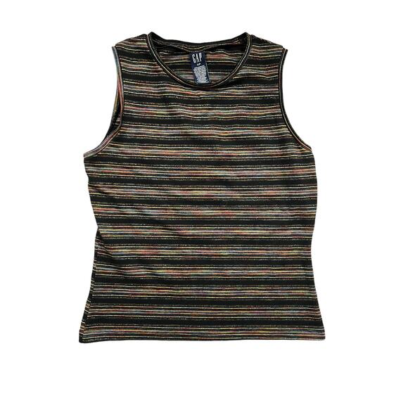 Gap Tops - GAP Black and Rainbow Glitter Stretch Tank Top Small